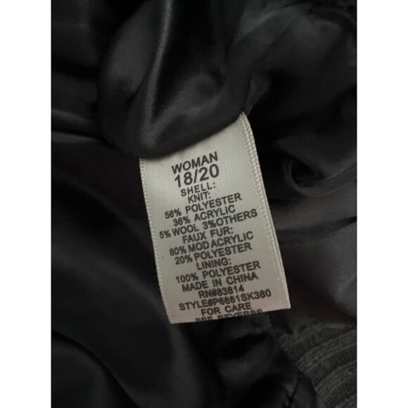 Dress Barn Gray Sweater Vest Faux Fur Combo Full Knit Back Vest Lined Size 18/20 - Picture 7 of 7